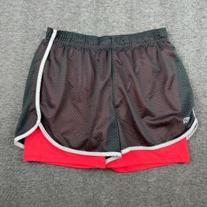 Marika Tek Athletic Shorts Women's Medium Red Black Mesh Layered‎ Running Gym